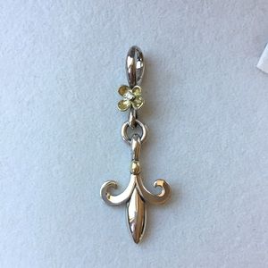 Ann King Sterling Silver 18k Fleur De Lis White Topaz Pendant Enhancer Brand New